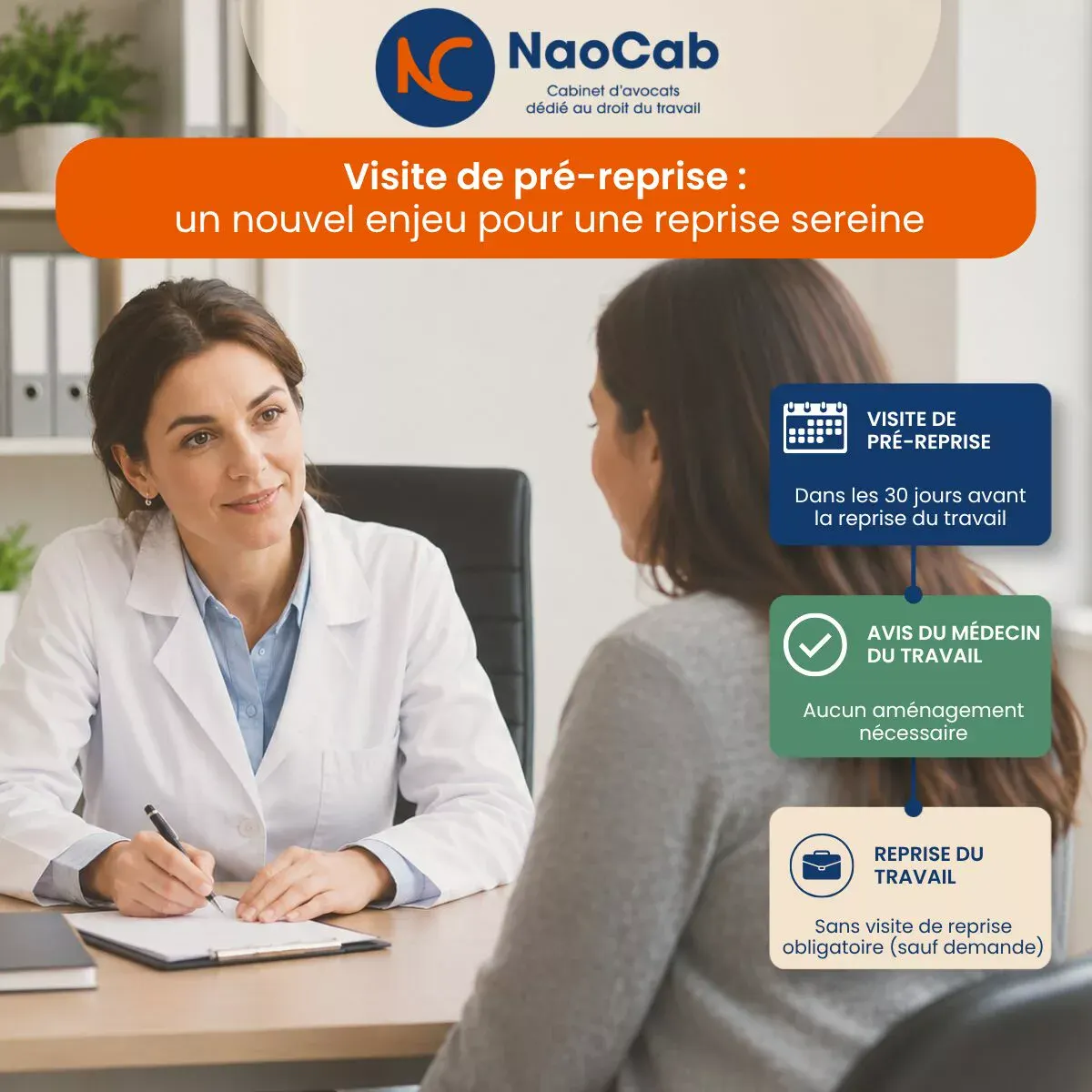 Lire la suite à propos de l’article 📢 Évolution des règles sur la visite de reprise et la pré-reprise 🧑‍⚕️⚖️